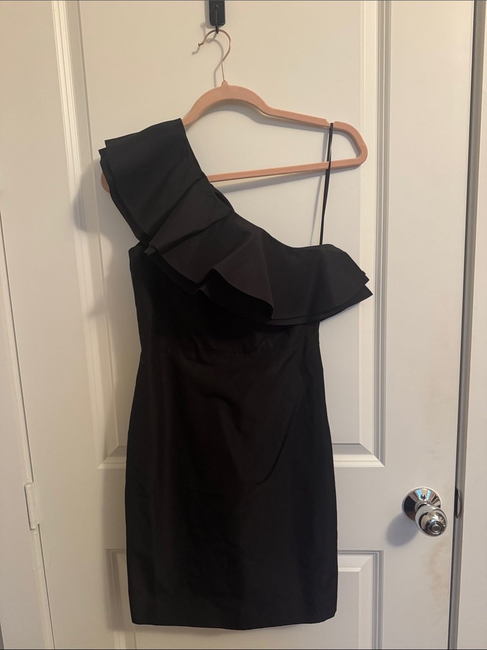 J. Crew Black One-Shoulder Ruffle Dress